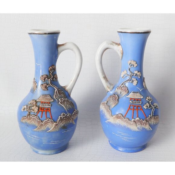 Japanese Moriage 5 Piece Condiment Set Tray Cruets Salt & Pepper - Picture 4 of 8